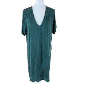 Dolan Left Coast Deep V Neck Minimalist Short Sleeve‎ Green Jersey Dress Large